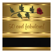 Gold 50 and Fabulous Birthday Party Custom Invitations