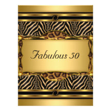Gold  50 and Fabulous Birthday Party Invitation