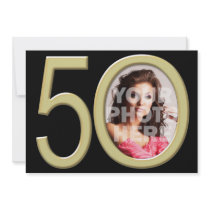 Gold 50th Photo Birthday or Other Party Invitation