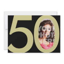 Gold 50th Photo Birthday or Other Party Invitation