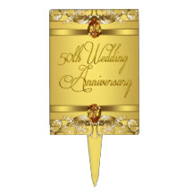 Gold 50th Wedding Anniversary Cake Topper
