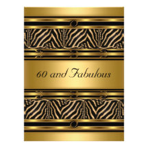 Gold  60 and Fabulous Birthday Party Invitation