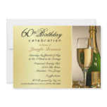 Gold 60th Birthday Party Invitations with Monogram