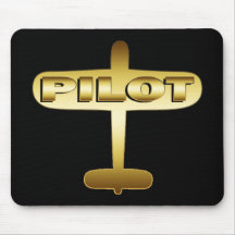 GOLD AIRPLANE PILOT MOUSEPADS
