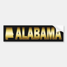GOLD ALABAMA BUMPER STICKERS
