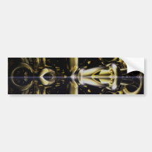 Gold and Black Armour Brass Rings Fractal Gifts Bumper Stickers