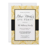 Gold and Black Damask New Years Eve Party invitations