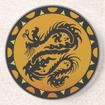 Gold and Black Dragon Fantasy coasters