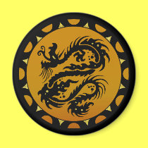 Gold and Black Dragon Fantasy magnets