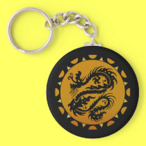 Gold and Black Dragon Fantasy keychains