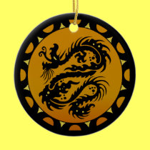 Gold and Black Dragon Fantasy ornaments