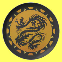 Gold and Black Dragon Fantasy plates