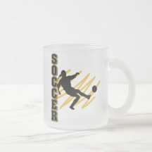 Gold and Black Female Soccer Player Mug