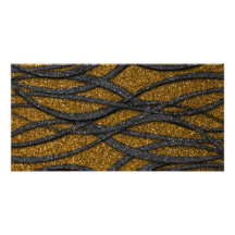 Gold and Black Lines Personalized Photo Card