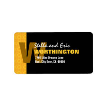 Gold and Black Monogram Modern Simple Ver 5 A310E Custom Address Label
