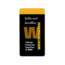Gold and Black Monogram Modern Simple Ver 6 A310F Personalized Address Labels