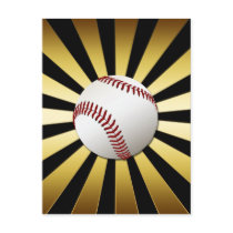 GOLD AND BLACK RETRO BASEBALL POSTCARD