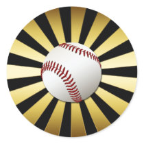GOLD AND BLACK RETRO BASEBALL STICKERS