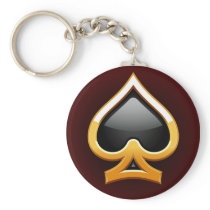 GOLD AND BLACK SPADE KEY CHAINS