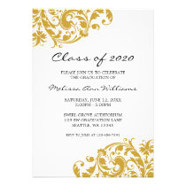 Gold and Black Swirl Graduation Announcement invitations
