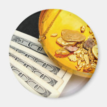 Gold And Cash Refrigerator Magnets