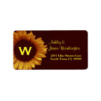 Gold and Chocolate Sunflower Wedding Address Label