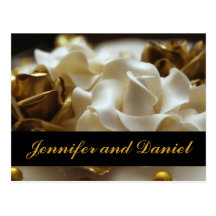 Gold and Cream Rose Wedding Invitation Cards Postcards