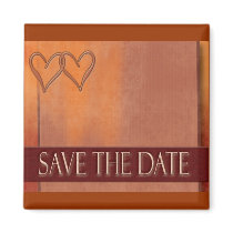 Gold and deep red Save the Date magnet