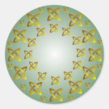 Gold and Green Celtic Knot Pattern Round Sticker
