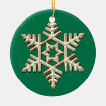 Gold and Green Snowflake Holiday Ornament