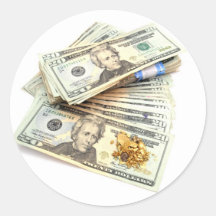 Gold And Money Round Sticker