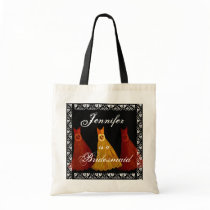 Gold and Orange Bridesmaid Wedding Dresses Tote Bags