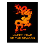 Gold and Orange Dragon for Chinese New Year Post Card