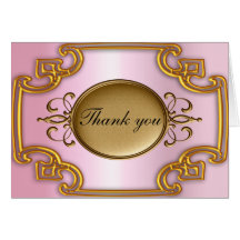 Gold and Pink Thank you Card Add your own text