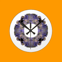 Gold and Purple Fractal Art wall clocks