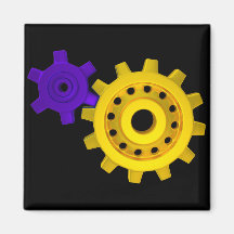 Gold and purple gears magnet