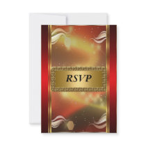 Gold  and Red Art Deco RSVP Invite