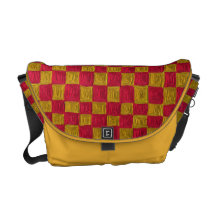 Gold and Red Chequerboard Rickshaw Messenger Bag