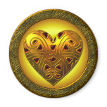GOLD AND RED ORNATE HEART REFRIGERATOR MAGNET