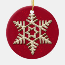 Gold and Red Snowflake Holiday Ornament