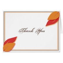 Gold and Rust Fall Leaf Thank You card