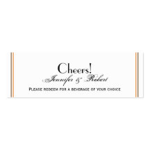 Gold and Rust Fall Leaf Wedding Drink Ticket Business Card Templates