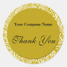 Gold and White Business Thank You Stickers