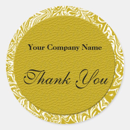 Gold and White Business Thank You Stickers