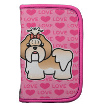 Gold And White Cartoon Shih Tzu Love Folio Planners