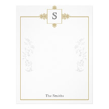 Gold and White Damask Letterhead