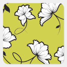 Gold and White Floral Print Stickers