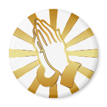 GOLD AND WHITE PRAYING HANDS MAGNET