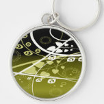 Gold and White Swirling Vines Key Chains