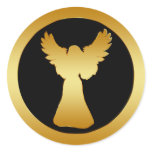 GOLD ANGEL ROUND STICKER